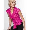 Fuchsia Silk  Sleeveless Blouse