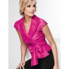 Fuchsia Silk  Sleeveless Blouse